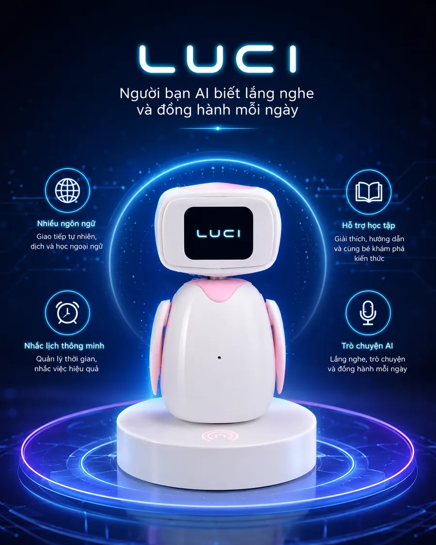 Bé trò chuyện và học tập cùng robot AI Luci